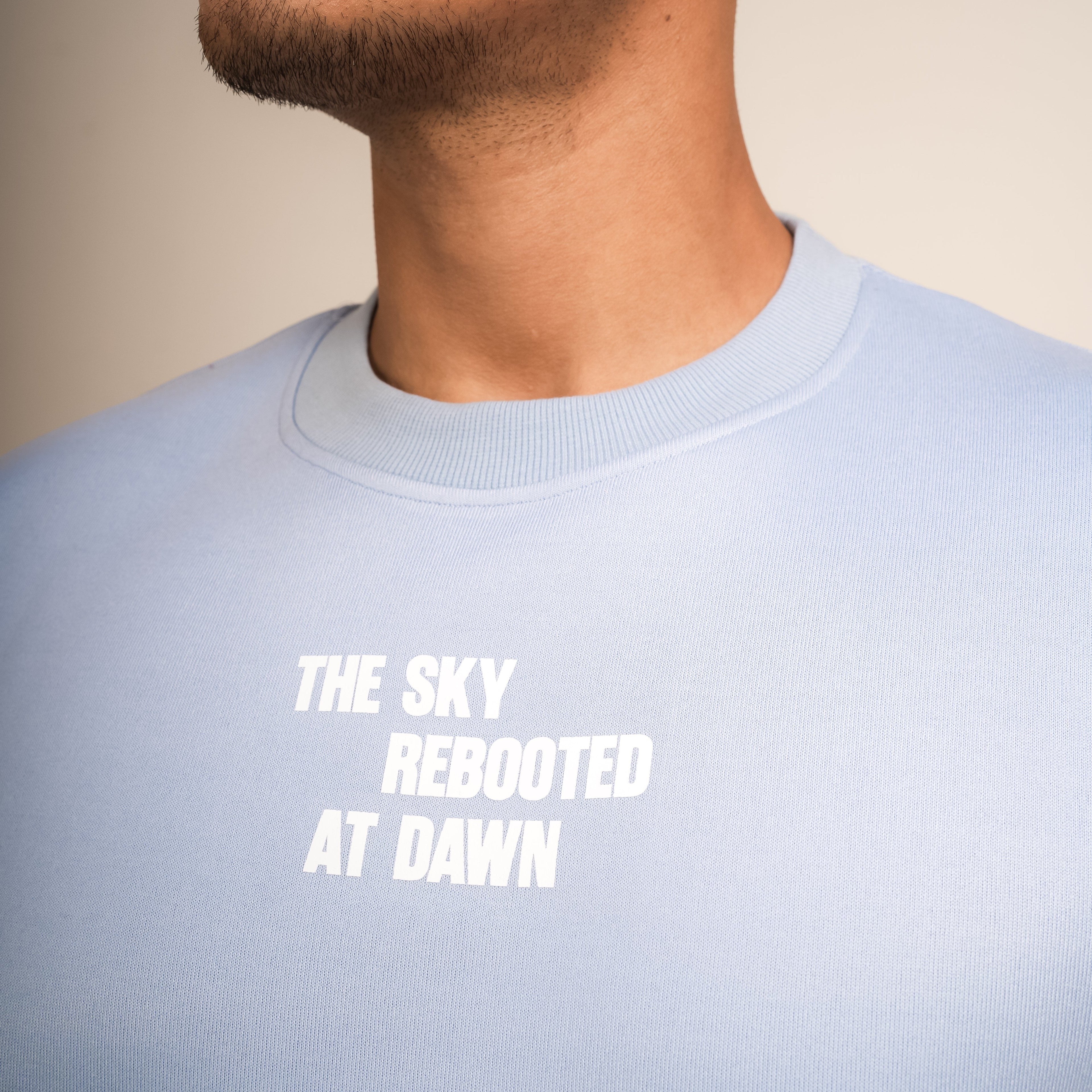 The Sky Rebooted at Dawn Pastel Blue Crewneck